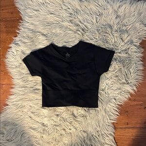 Offline by aerie cropped fitted black tee
